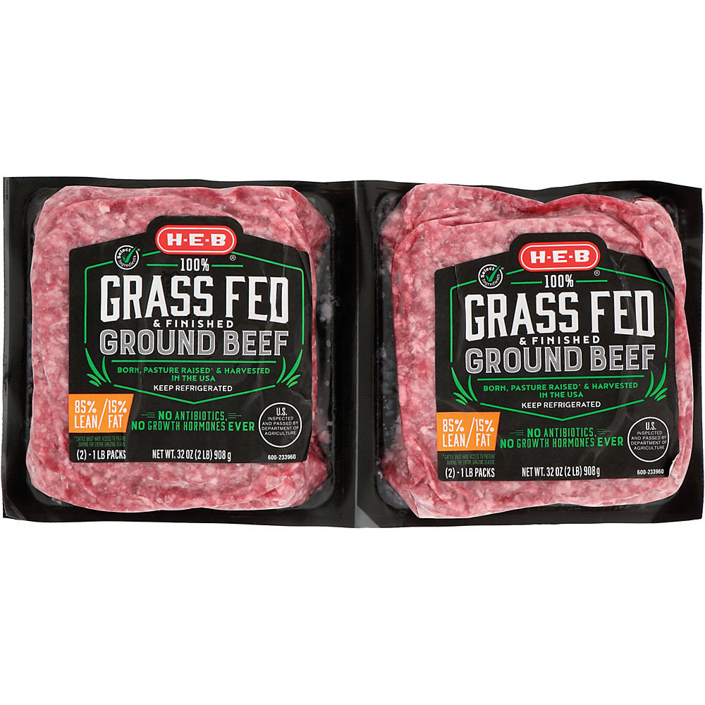 Calories in H-E-B Grass Fed Ground Beef 85% Lean, 2 lbs