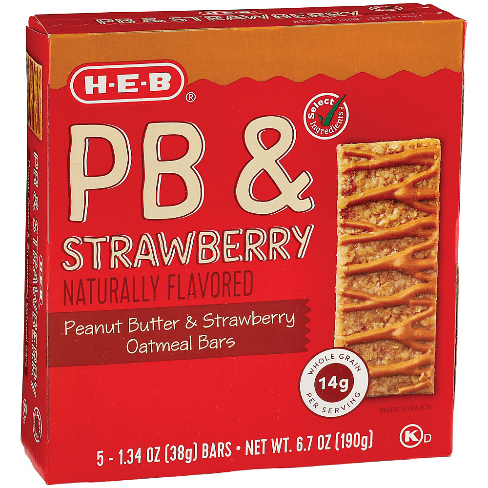 Calories in H-E-B Select Ingredients Peanut Butter & Strawberry Jelly Oatmeal Bars, 5 ct