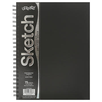 UCreate Premium Drawing Paper Spiral Sketch Pad, 12" x 9"