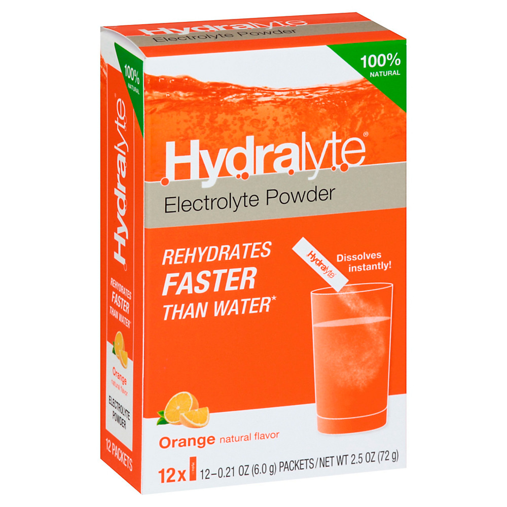 Calories in Hydralyte Orange Electrolyte Powder, 12 ct