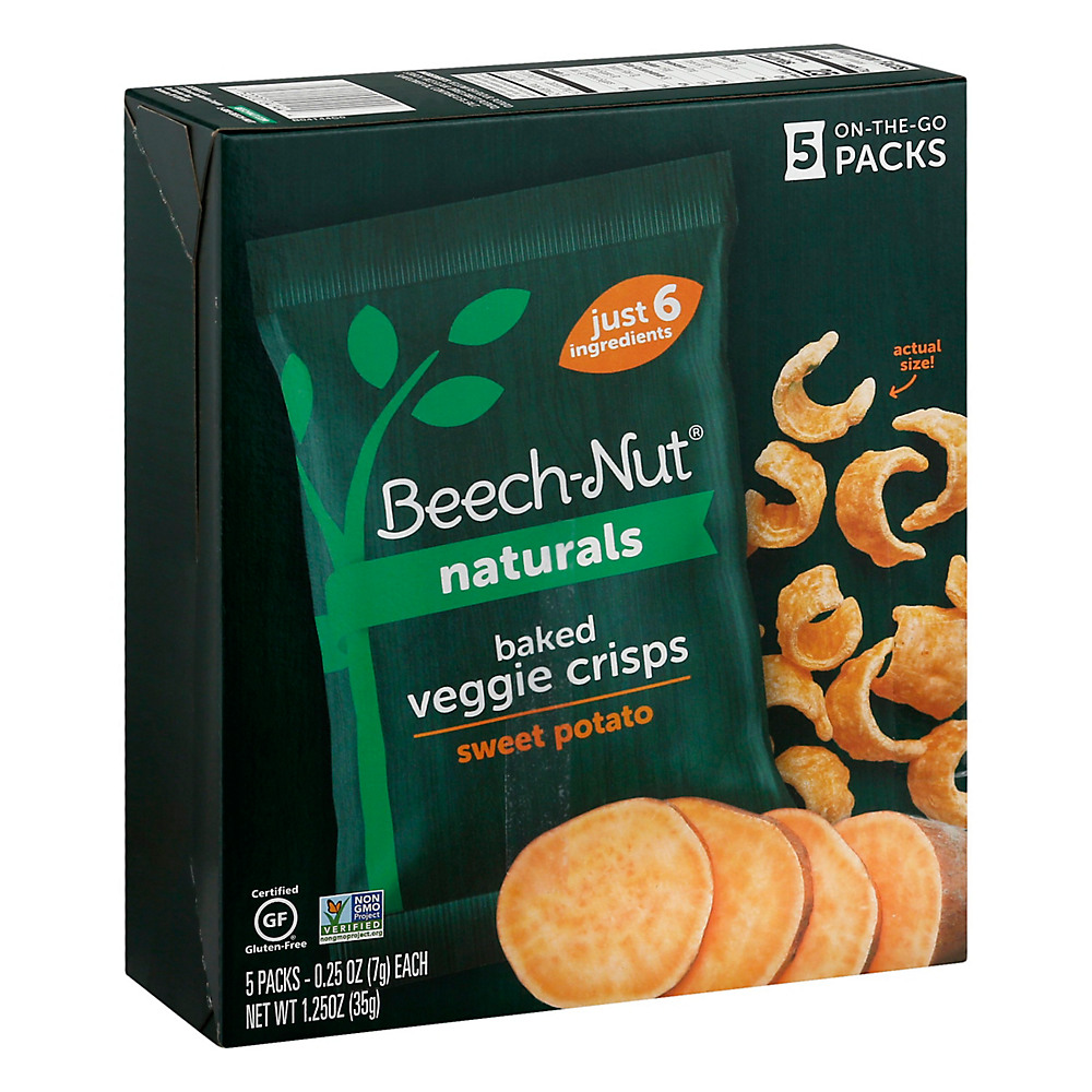 Calories in Beech-Nut Naturals Baked Veggie Crisps, Sweet Potato Toddler Snack Box, 1.25 oz