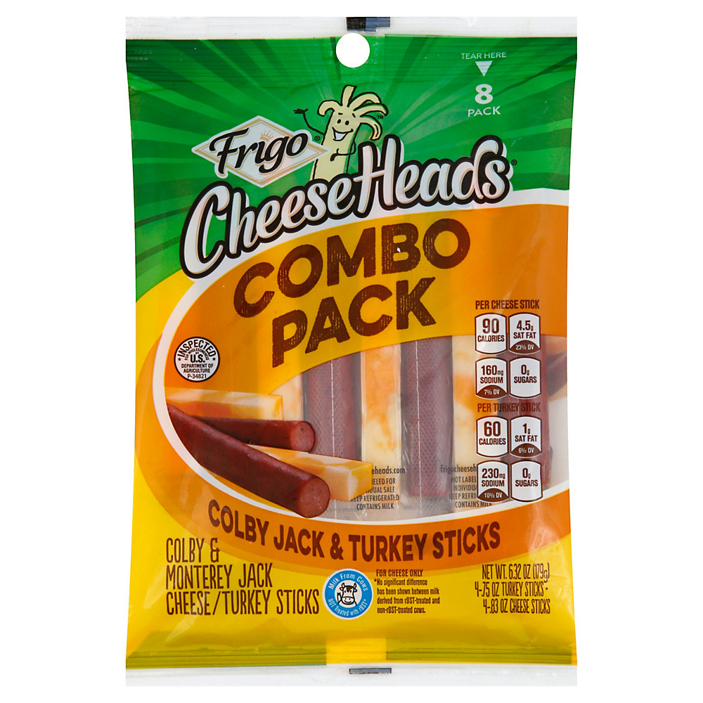 Calories in Frigo Cheese Heads Turkey & Colby Jack Cheese Sticks Combo Pack, 8 ct