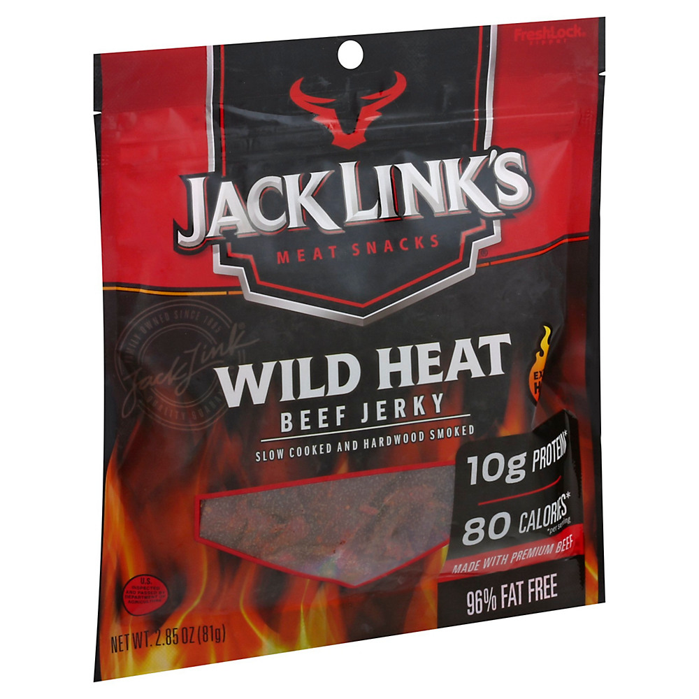 Calories in Jack Links Wild Heat Beef Jerky, 2.85 oz