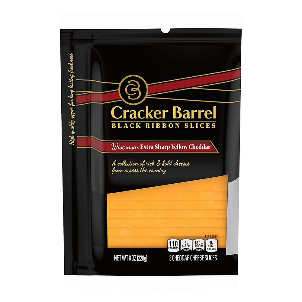 Calories in Cracker Barrel Wisconsin Extra Sharp Yellow Cheddar Cheese, Sliced, 8 ct