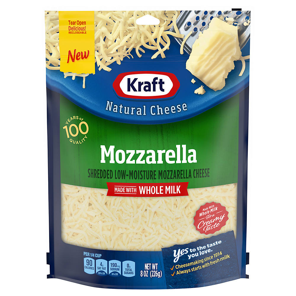 Calories in Kraft Whole Milk Mozzarella Cheese, Shredded, 8 oz