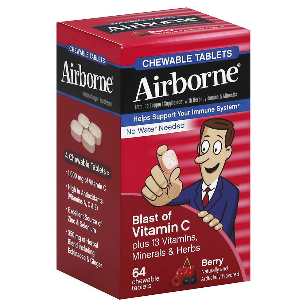 Calories in Airborne Immune Support Berry Chewable Tablets, 64 ct