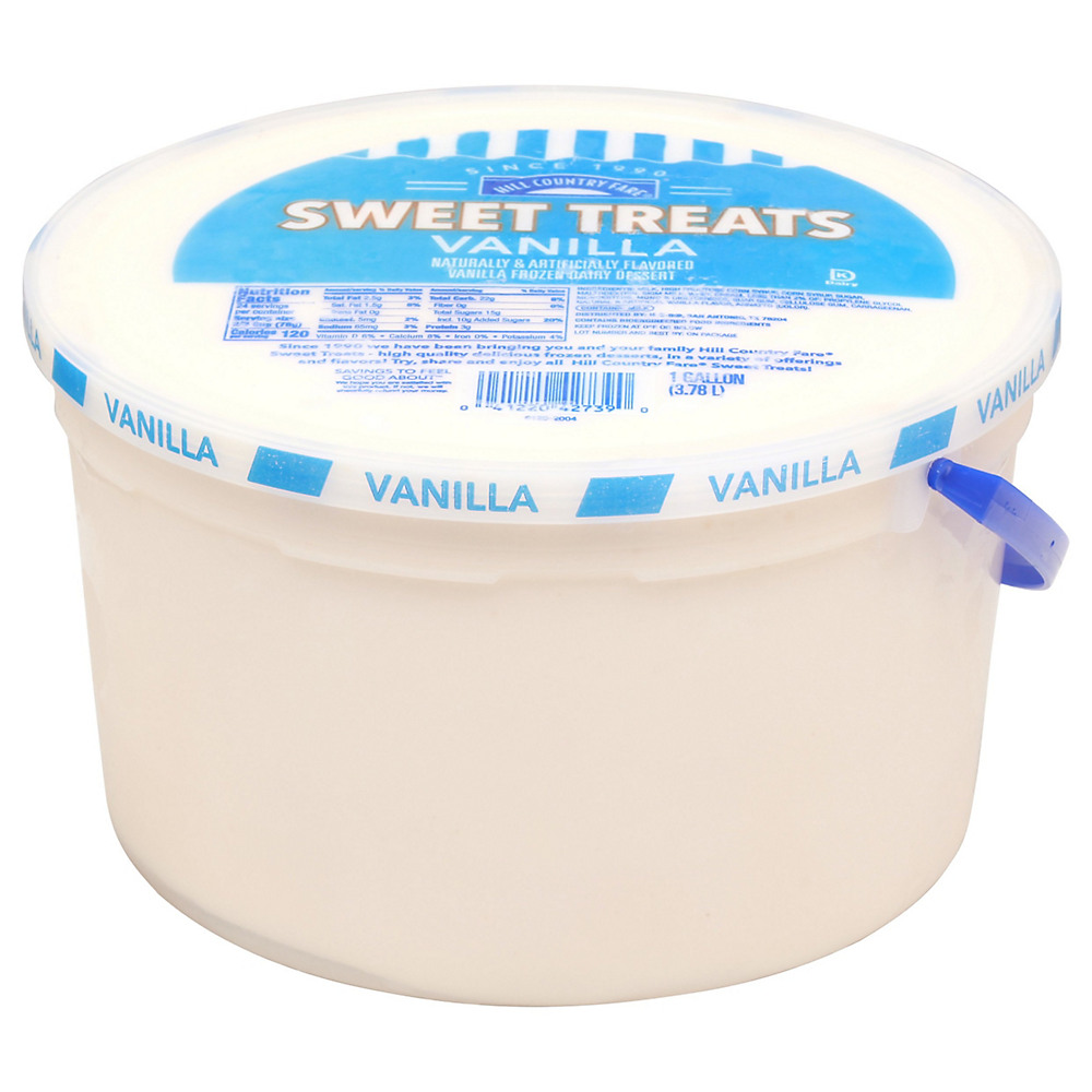 Calories in Hill Country Fare Sweet Treats Vanilla Ice Cream, 1 gal