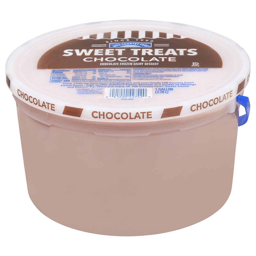 Calories in Hill Country Fare Sweet Treats Chocolate Ice Cream, 1 gal