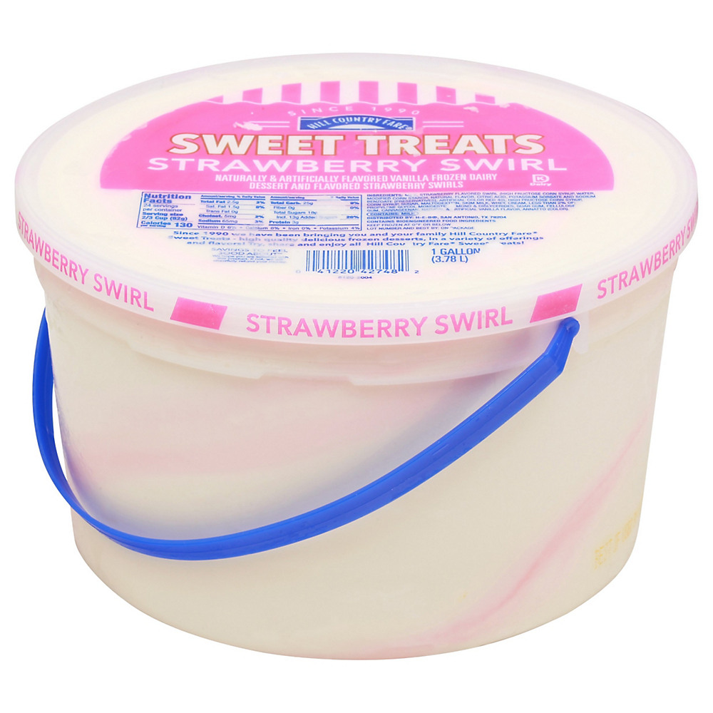 Calories in Hill Country Fare Sweet Treats Strawberry Swirl Ice Cream, 1 gal