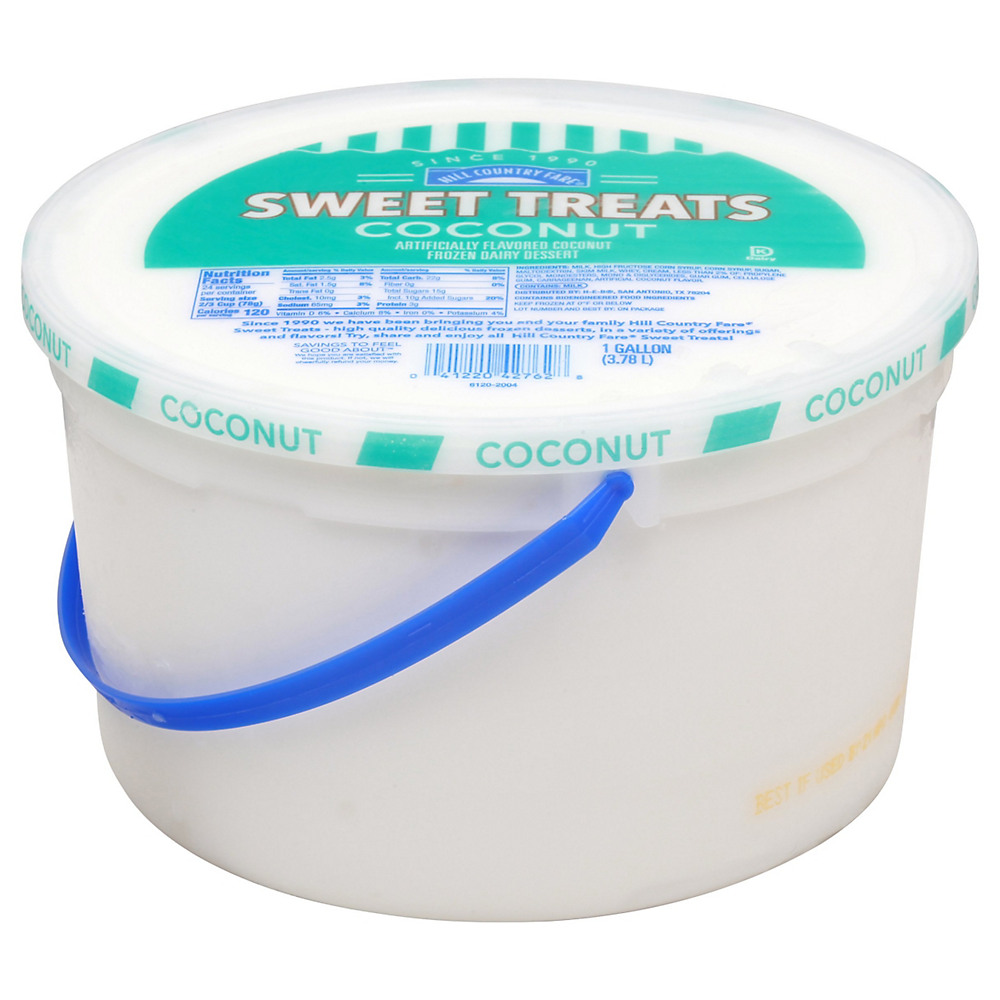 Calories in Hill Country Fare Sweet Treats Coconut Ice Cream, 1 gal