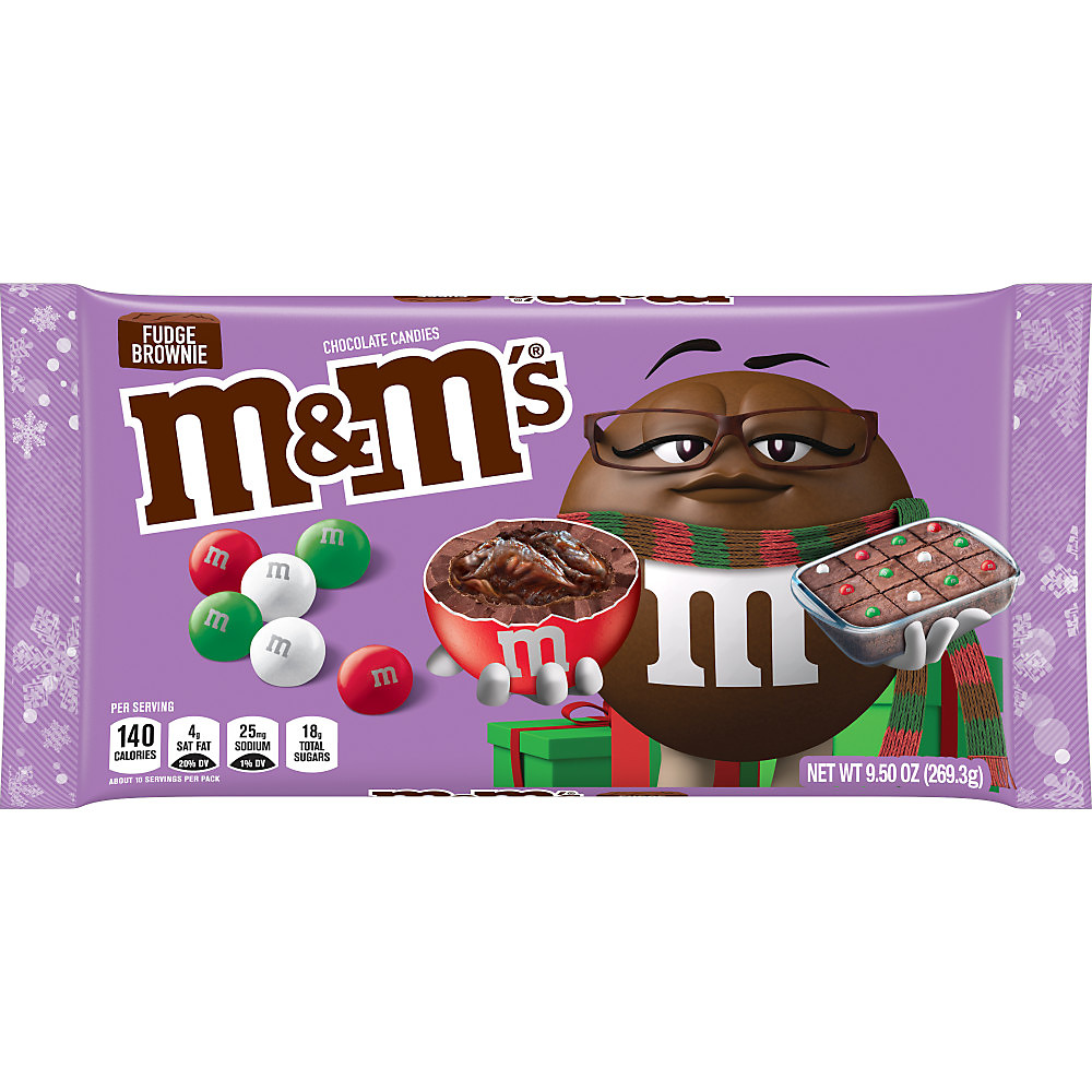 Calories in M&M's Holiday Fudge Brownie Chocolate Candy Bag, 9.5 oz