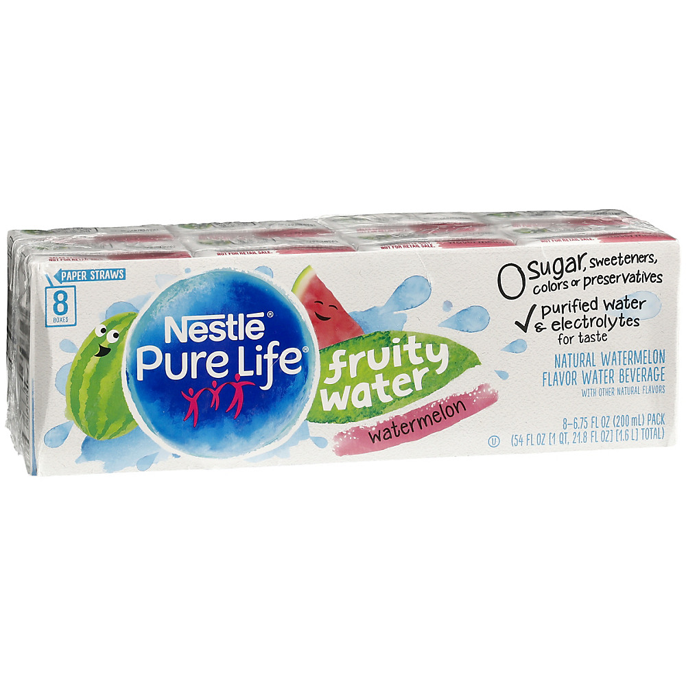 Calories in Nestle Pure Life Watermelon Fruity Water 6.75 oz Boxes, 8 pk