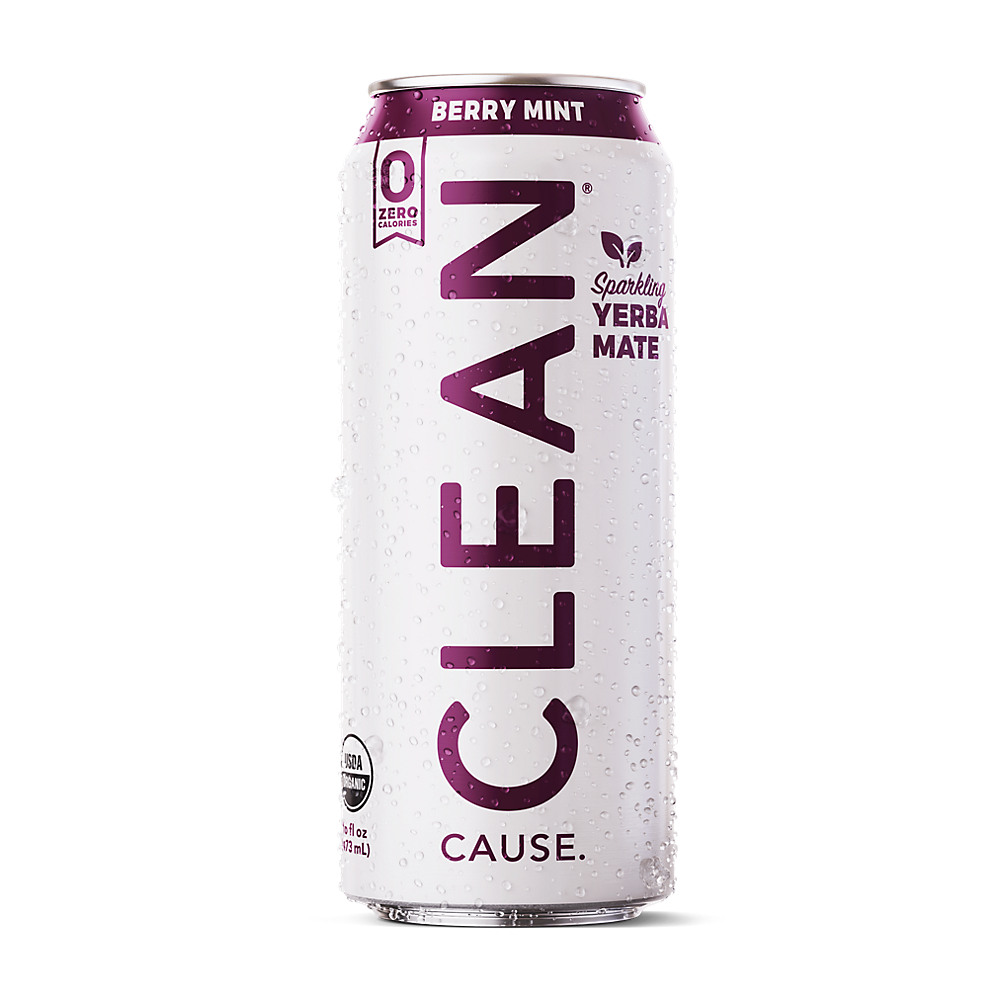 Calories in Clean Cause Zero Calories Berry Mint Sparkling Yerba Mate, 16 oz