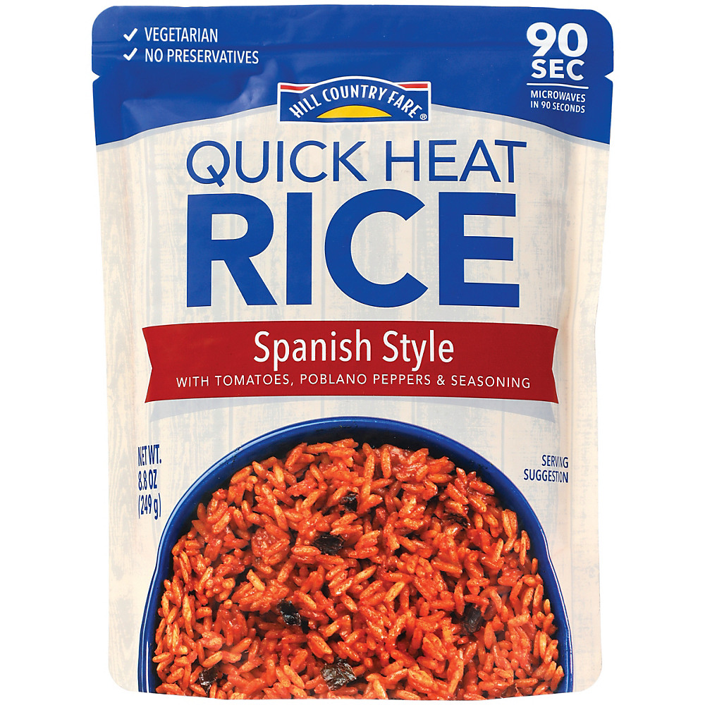 Calories in Hill Country Fare Quick Heat Spanish Style Rice, 8.8 oz