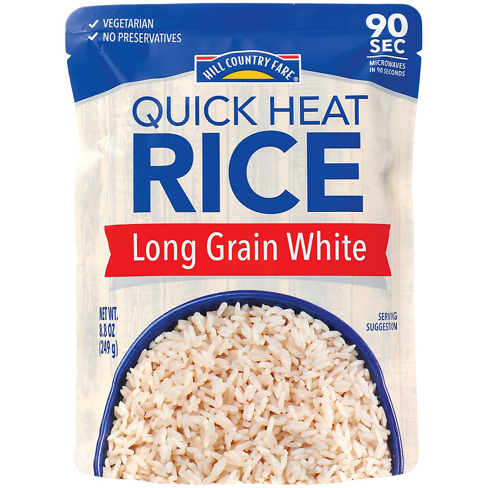 Calories in Hill Country Fare Quick Heat Long Grain White Rice, 8.8 oz