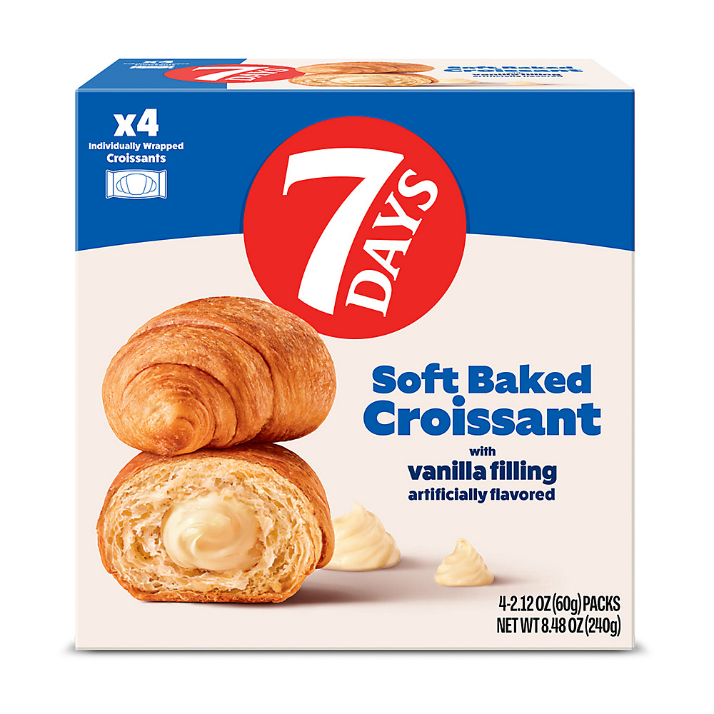 Calories in 7 Days Soft Croissant Vanilla Flavor Filling 4 ct, 2.12 oz