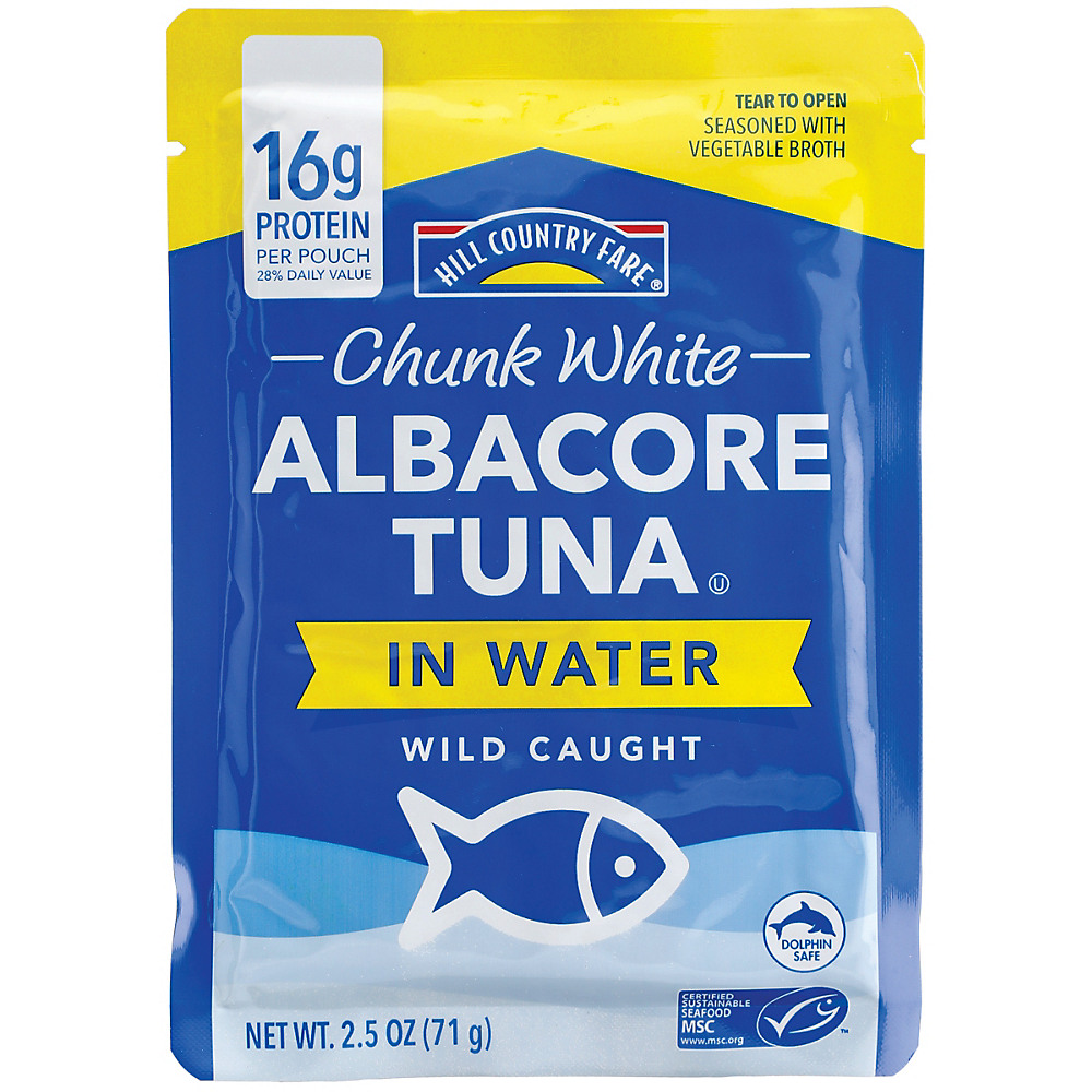 Calories in Hill Country Fare Chunk White Albacore Tuna in Water Pouch, 2.5 oz
