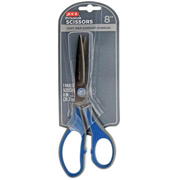 H-E-B Soft Grip Titanium Scissors - Blue, 8"