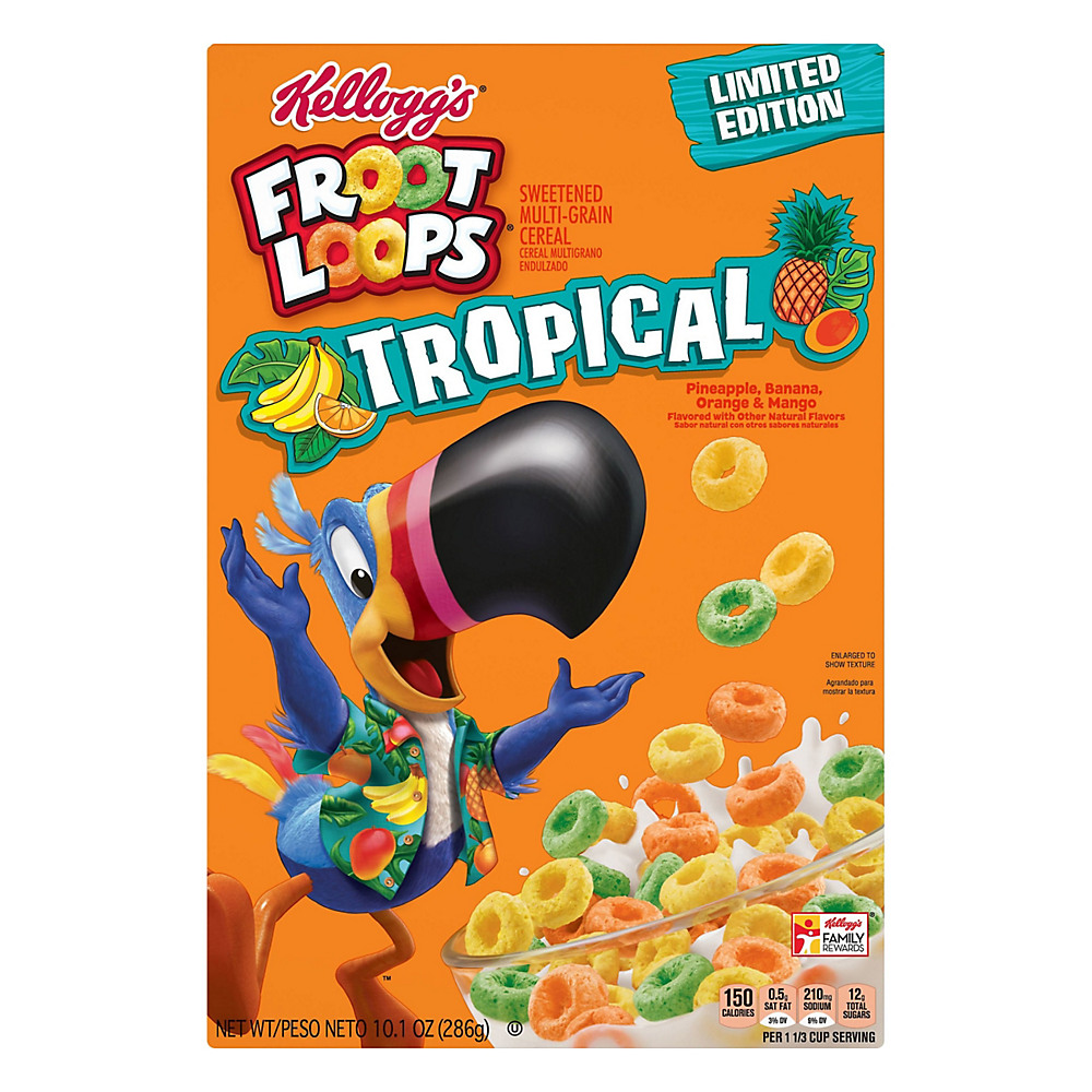 Calories in Kellogg's Froot Loops Tropical Fruit Cereal, 10.1 oz