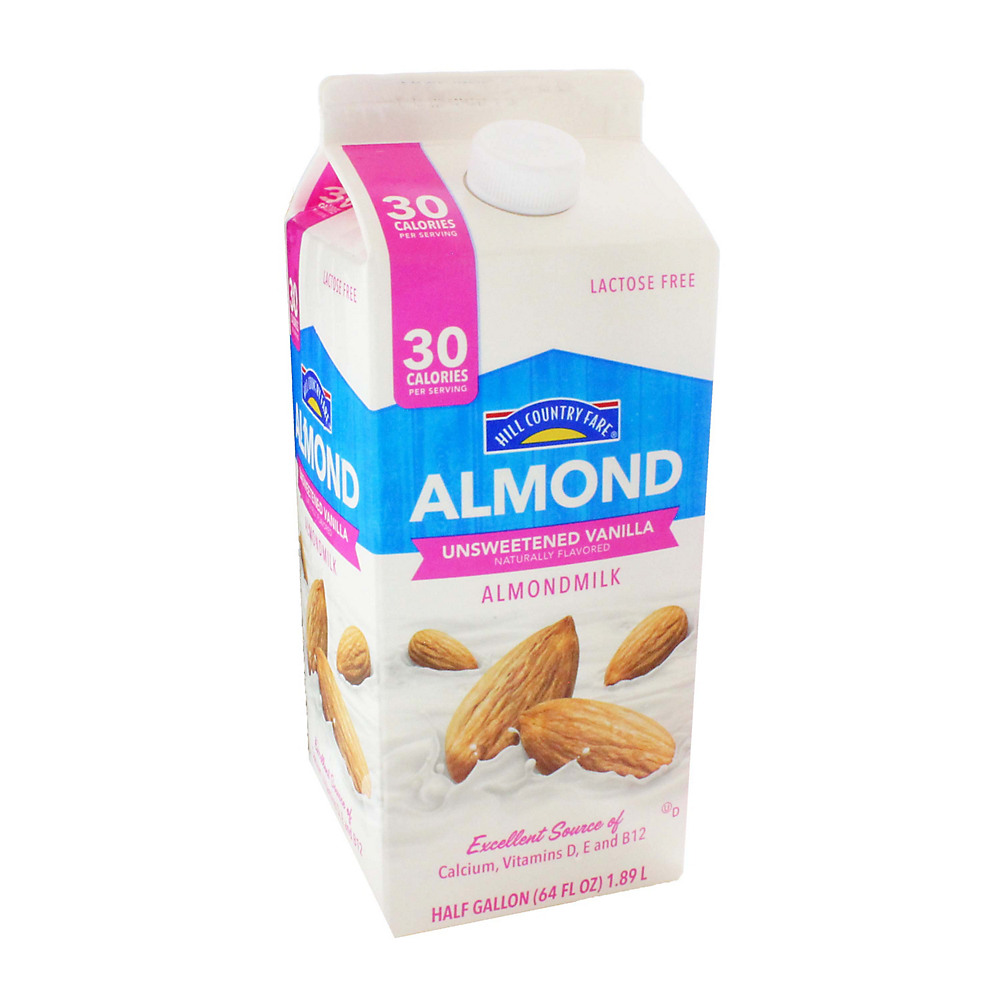 Calories in Hill Country Fare Unsweetened Vanilla Almond Milk, 64 oz