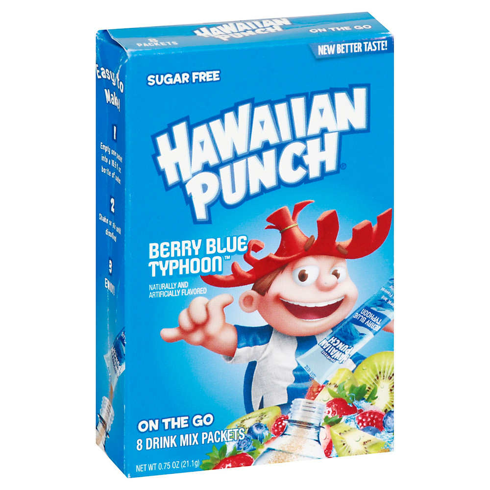 Calories in Hawaiian Punch Berry Blue Typhoon Drink Mix Packets, 8 ct
