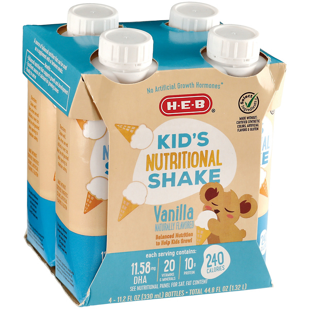 Calories in H-E-B Kid's Nutritional Shake Vanilla 4 pk, 11.2 oz