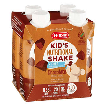 H-E-B Kid's Nutritional Shake + Fiber - Chocolate, 4 pk