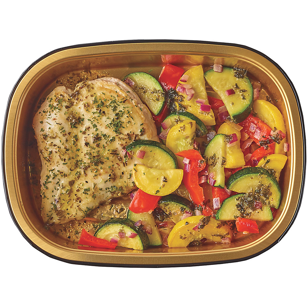 Calories in H-E-B Meal Simple Greek Style Chicken Breast Lemon Rosemary Feta Vegetables, Avg. 0.77 lb