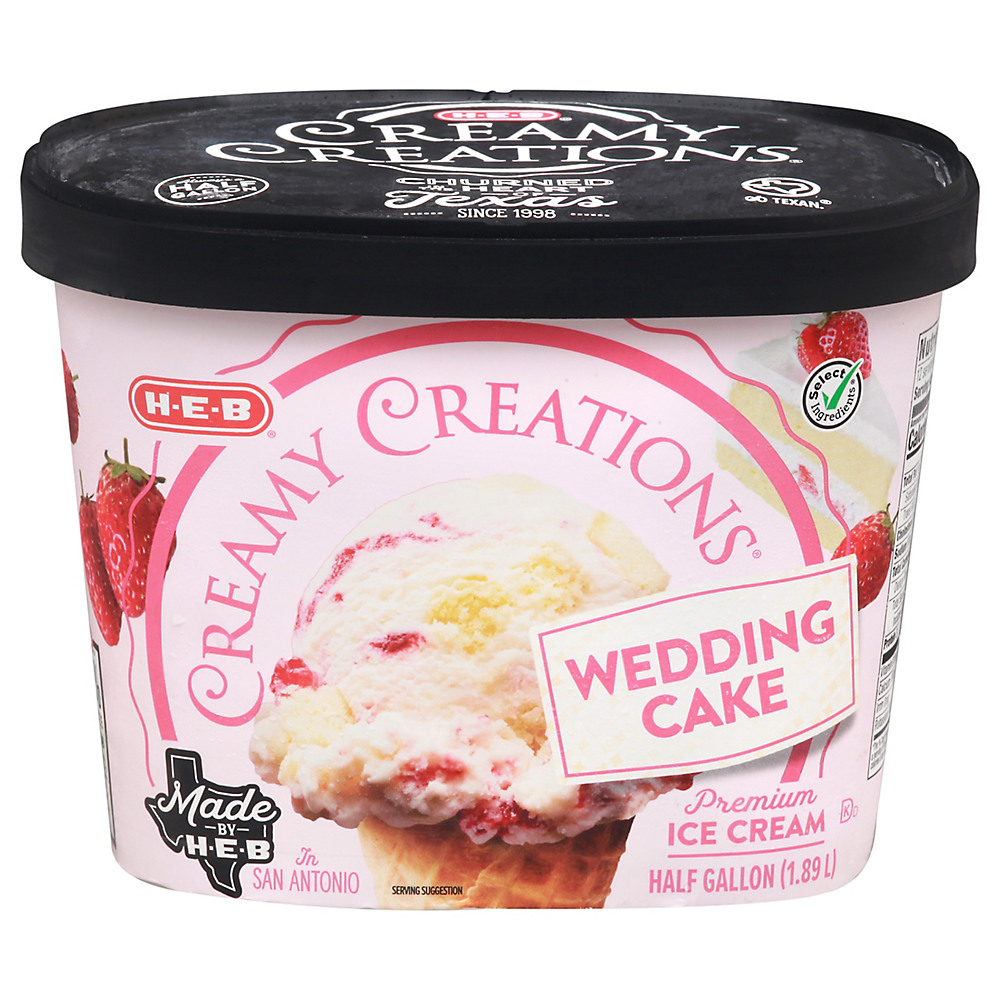 Calories in H-E-B Select Ingredients Creamy Creations Wedding Cake Ice Cream, 1/2 gal