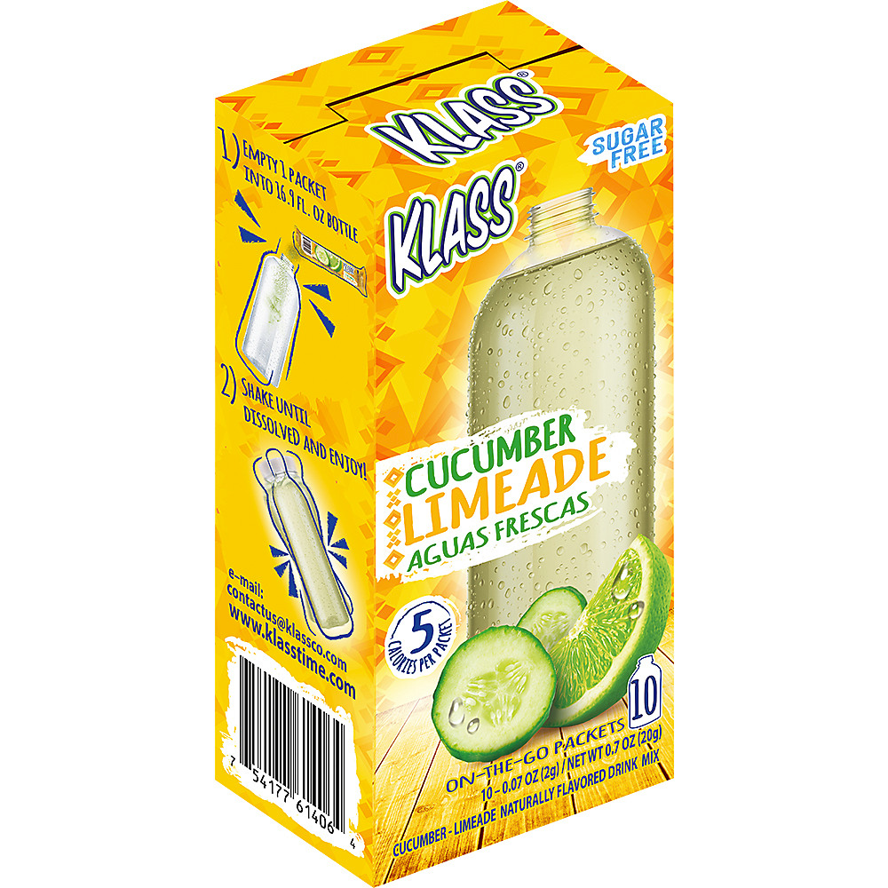 Calories in Klass Cucumber Limeade Aguas Frescas Stick Pack, 10 ct