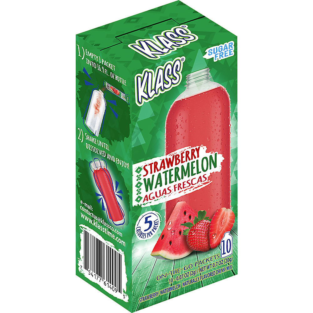 Calories in Klass Strawberry Watermelon Aguas Frescas Stick Pack, 10 ct