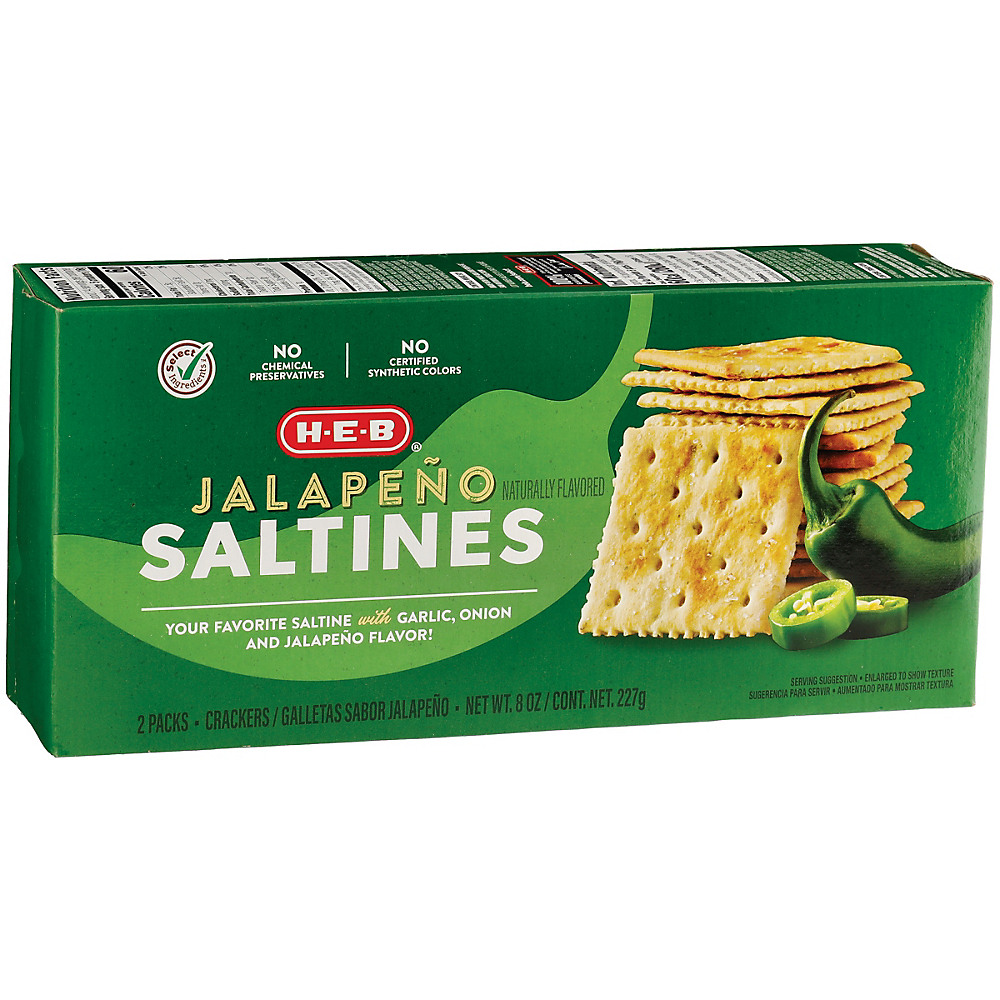 Calories in H-E-B Jalapeno Saltine Crackers, 8 oz