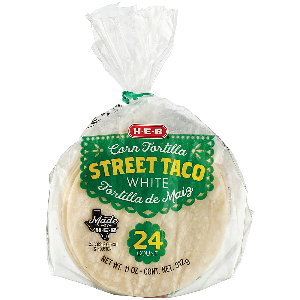 Calories in H-E-B Street Taco White Corn Tortillas, 24 ct