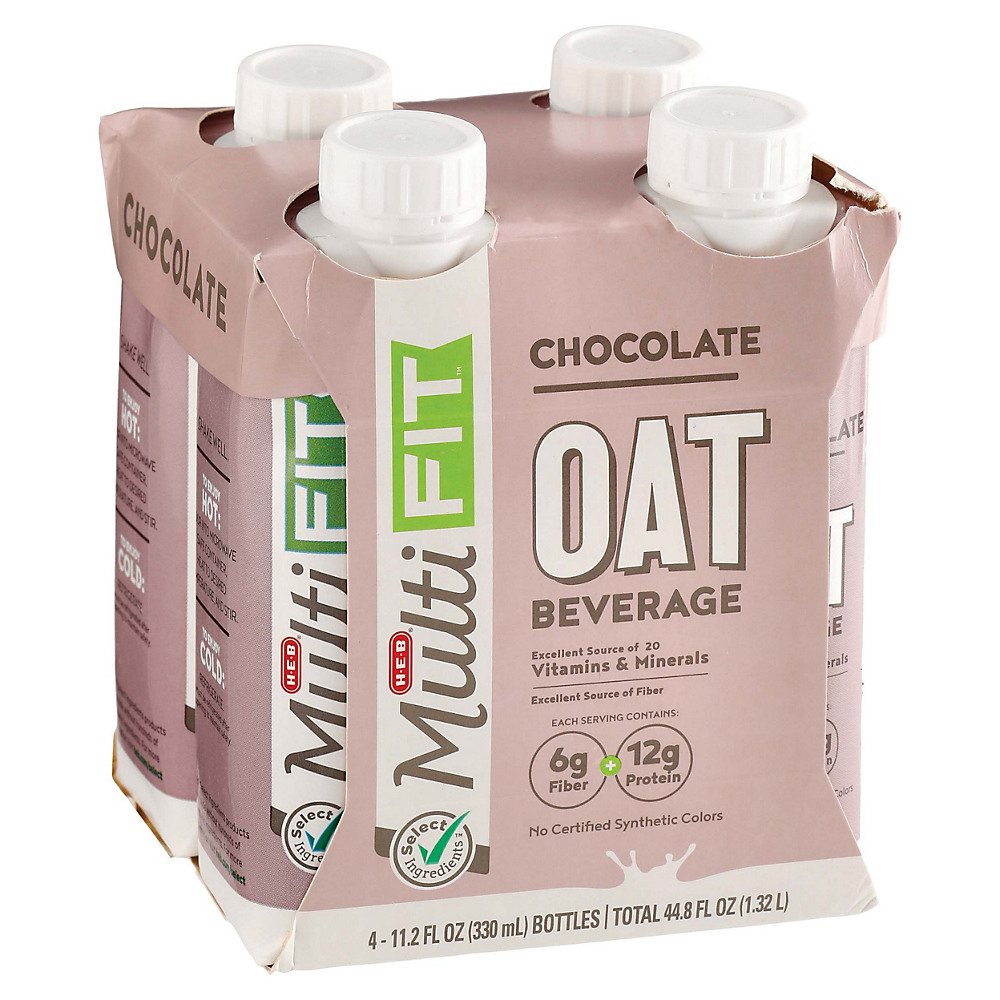 Calories in H-E-B Select Ingredients Multi Fit Chocolate Oat Beverages 11.2 oz Bottles, 4 pk