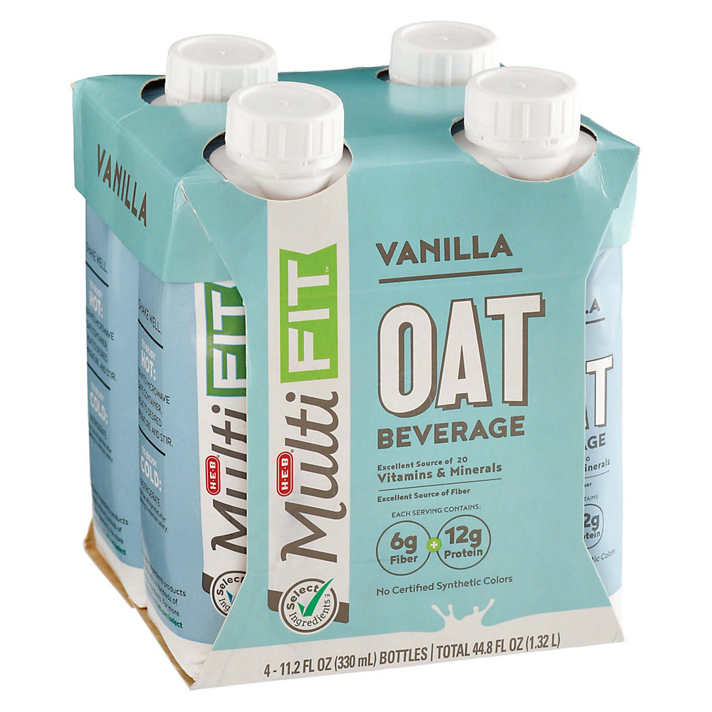Calories in H-E-B Select Ingredients Multi Fit Vanilla Oat Beverages 11.2 oz Bottles, 4 pk
