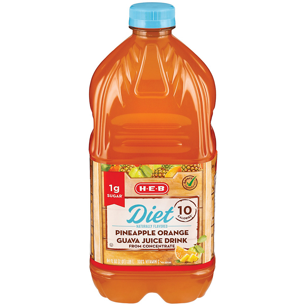 Calories in H-E-B Diet Pineapple Orange Guava Juice Cocktail, 64 oz