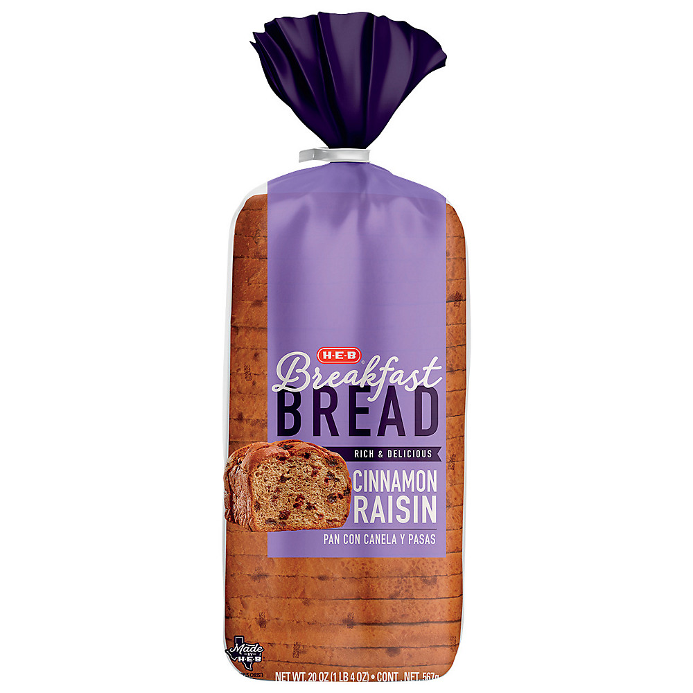 Calories in H-E-B Cinnamon Raisin Breakfast Bread, 20 oz