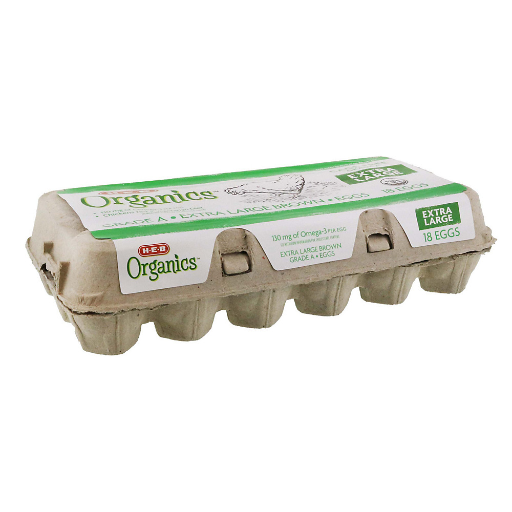 Calories in H-E-B Organics Grade A Cage Free Extra Large Brown Eggs, 18 ct