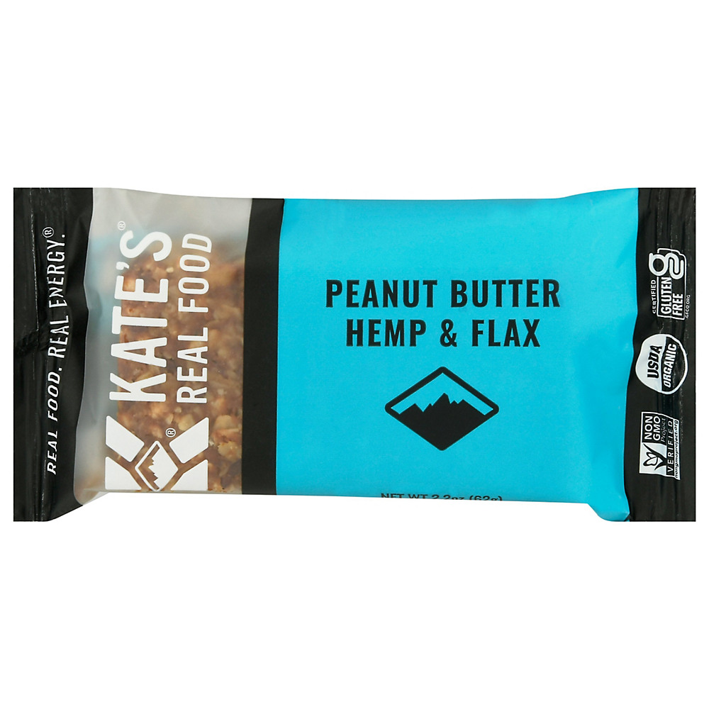 Calories in Kate's Real Food Peanut Butter Hemp & Flax Bar, 2.2 oz