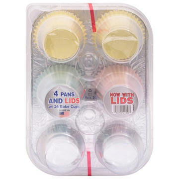 Handi-Foil 6-Cup Muffin Pans with Lids & Bake Cups, 4 pk