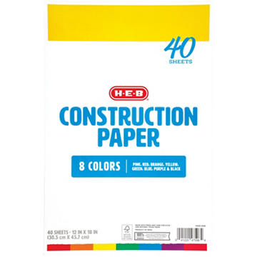 H-E-B Construction Paper - 8 Colors, 40 ct, 12" x 18"