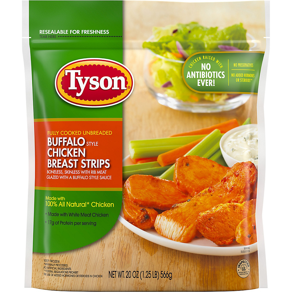 Calories in Tyson Fully Cooked Unbreaded Buffalo Chicken Breast Strips, 20 oz