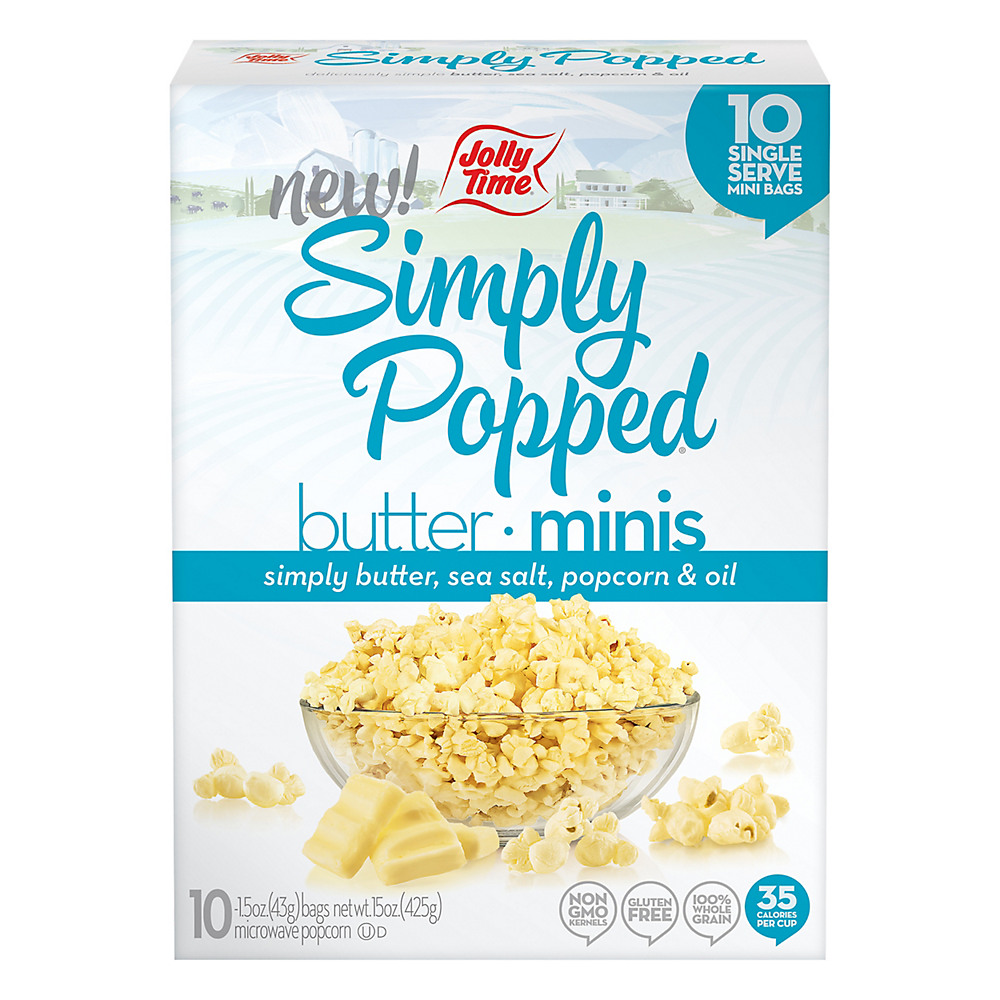Calories in Jolly Time Simply Popped Butter Microwave Popcorn Mini Bags, 10 ct