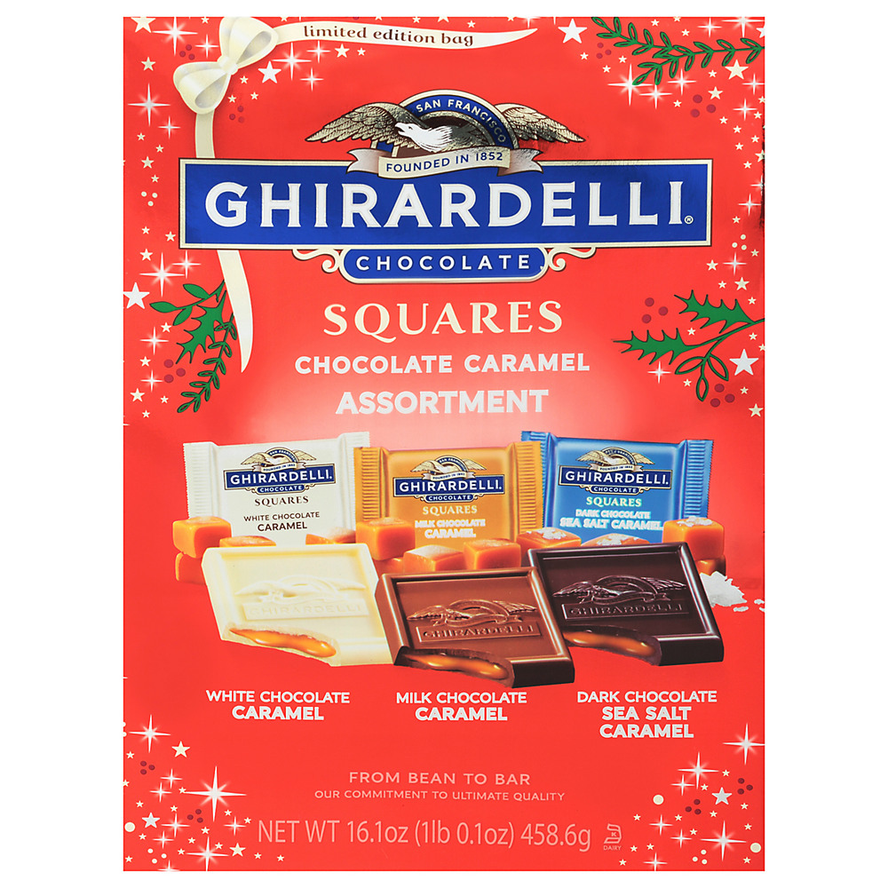 Calories in Ghirardelli Chocolate Caramel Squares Assortment Holiday Bag, 16.1 oz