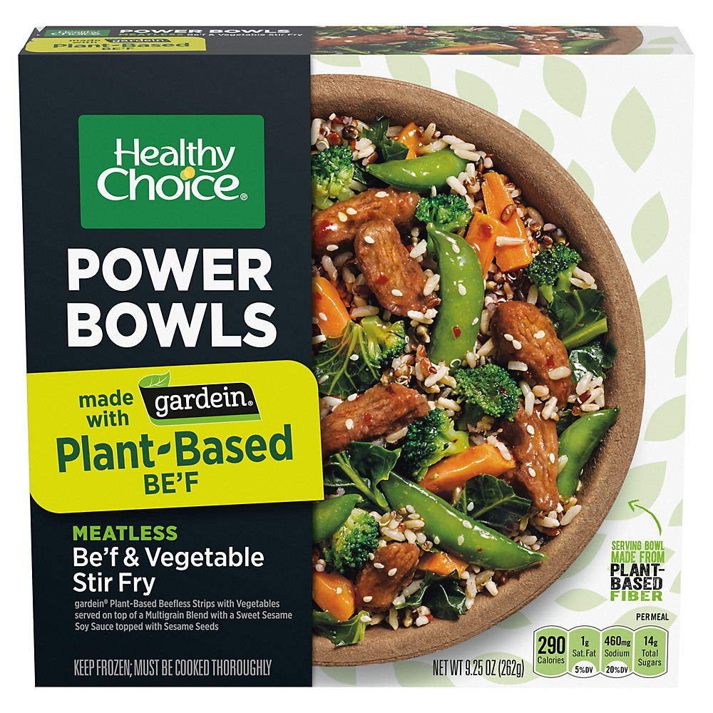 Calories in Healthy Choice Power Bowls Gardein Be'f & Vegetable Stir Fry, 9.25 oz