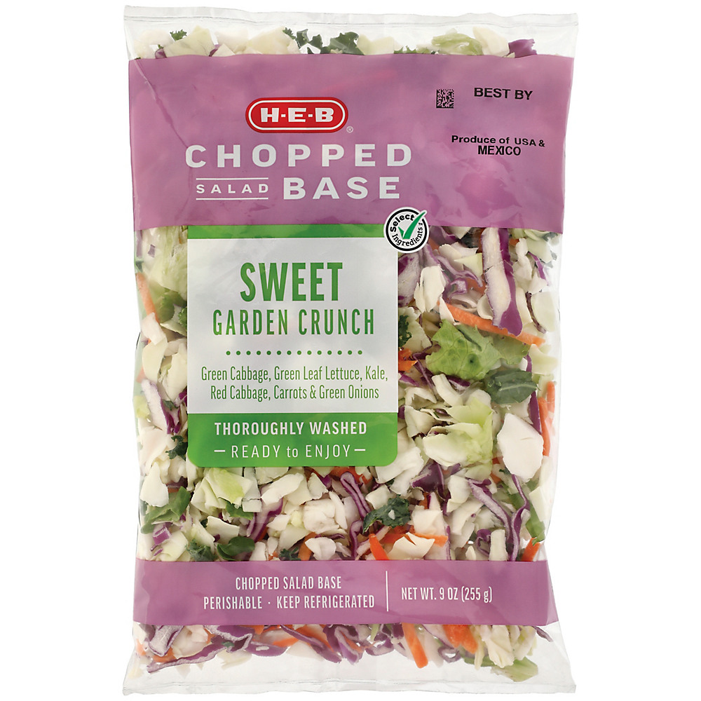 Calories in H-E-B Sweet Garden Crunch Chopped Salad Base, 9 oz