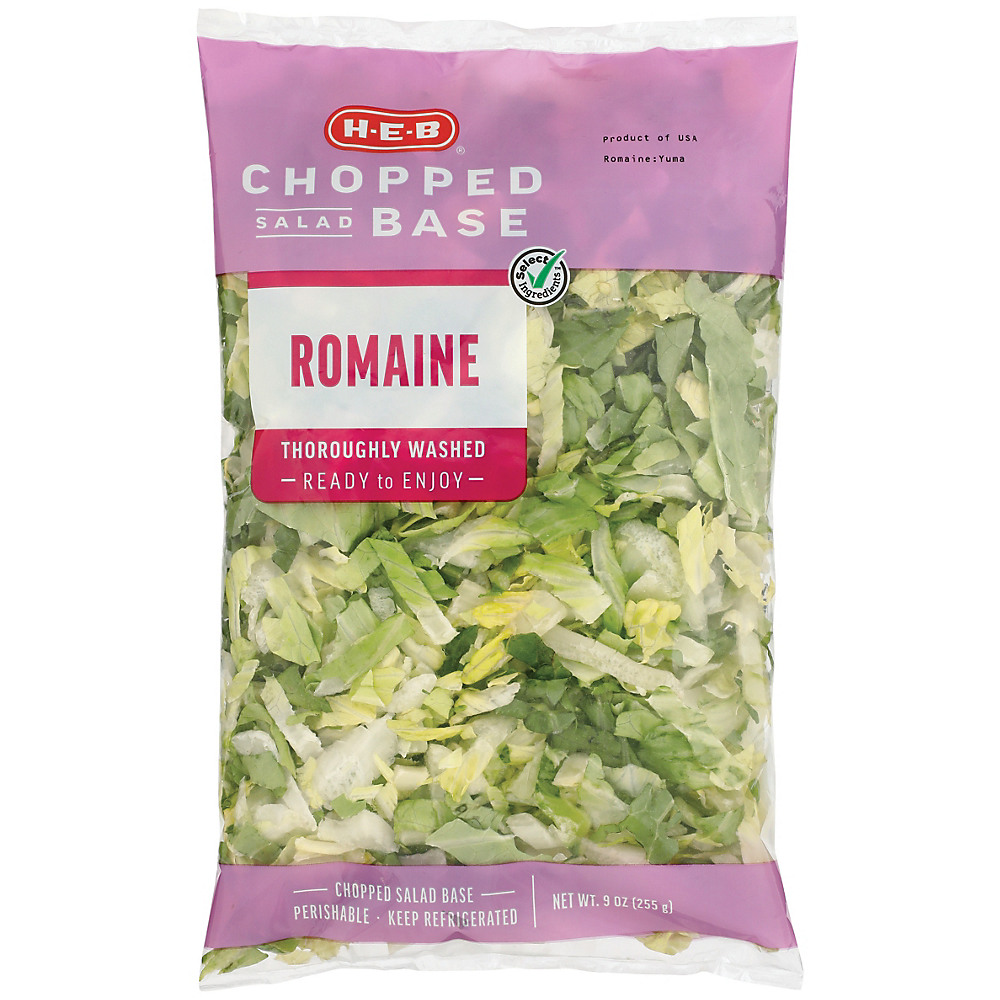 Calories in H-E-B Chopped Romaine Salad Base, 9 oz