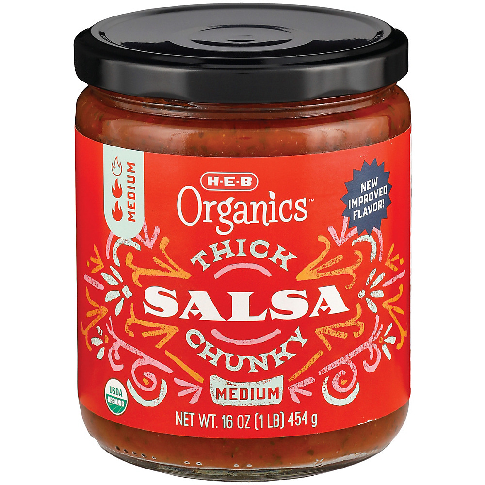 Calories in H-E-B Organics Thick N' Chunky Medium Salsa, 16 oz
