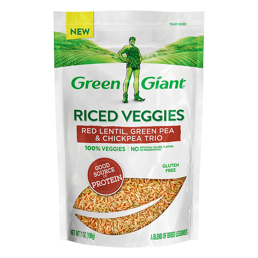 Calories in Green Giant Riced Veggies Lentil, Green Pea & Chickpea Trio, 7 oz