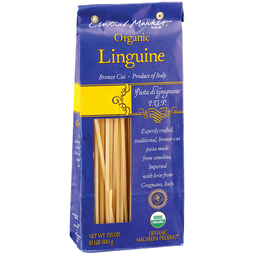 Calories in Central Market Organic Linguine Bronze Cut Pasta, 17.6 oz